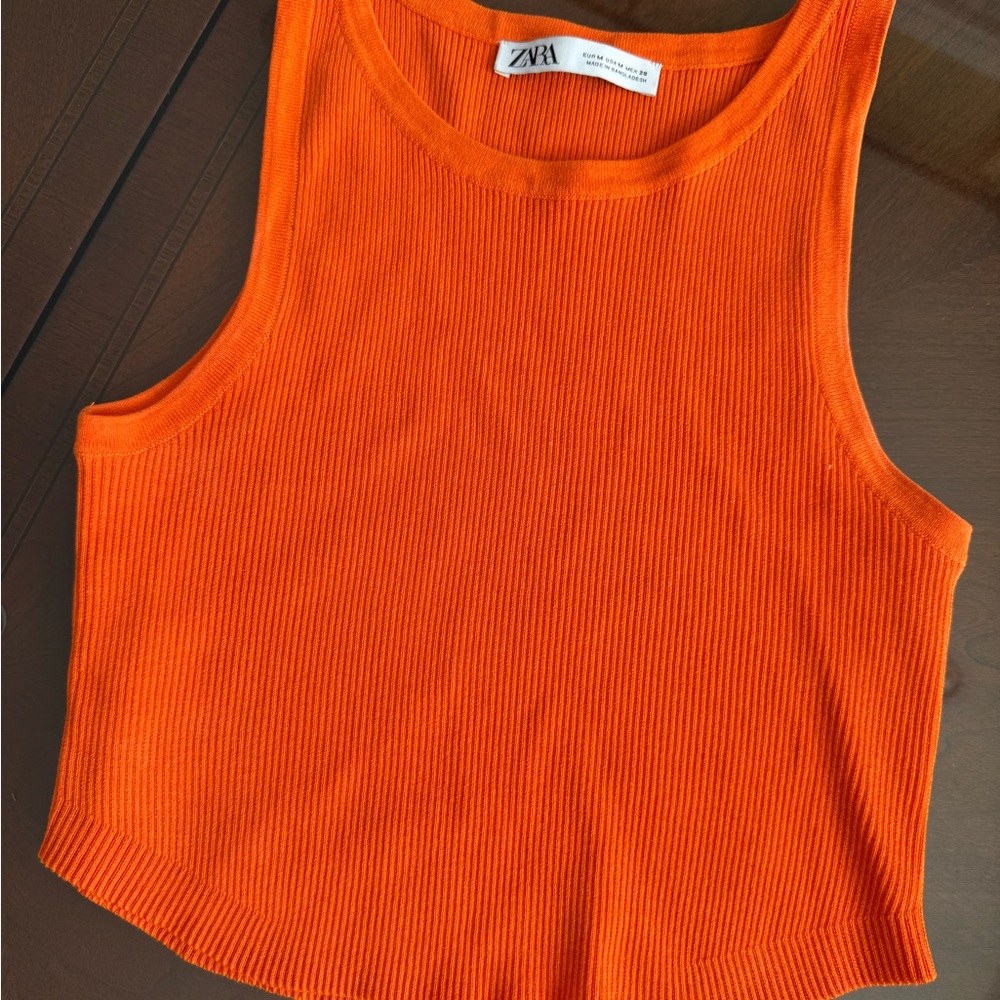 Zara Vibrant Orange Tank Top Medium